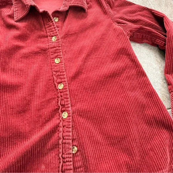 NorthStyle Corduroy Button Front Shirt Deep Red Size Medium - Picture 2 of 12